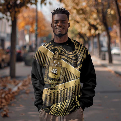 Port-au-Prince Afro-Haitians Sweatshirt Ayiti Map Pòtoprens Gold Color - African Pride