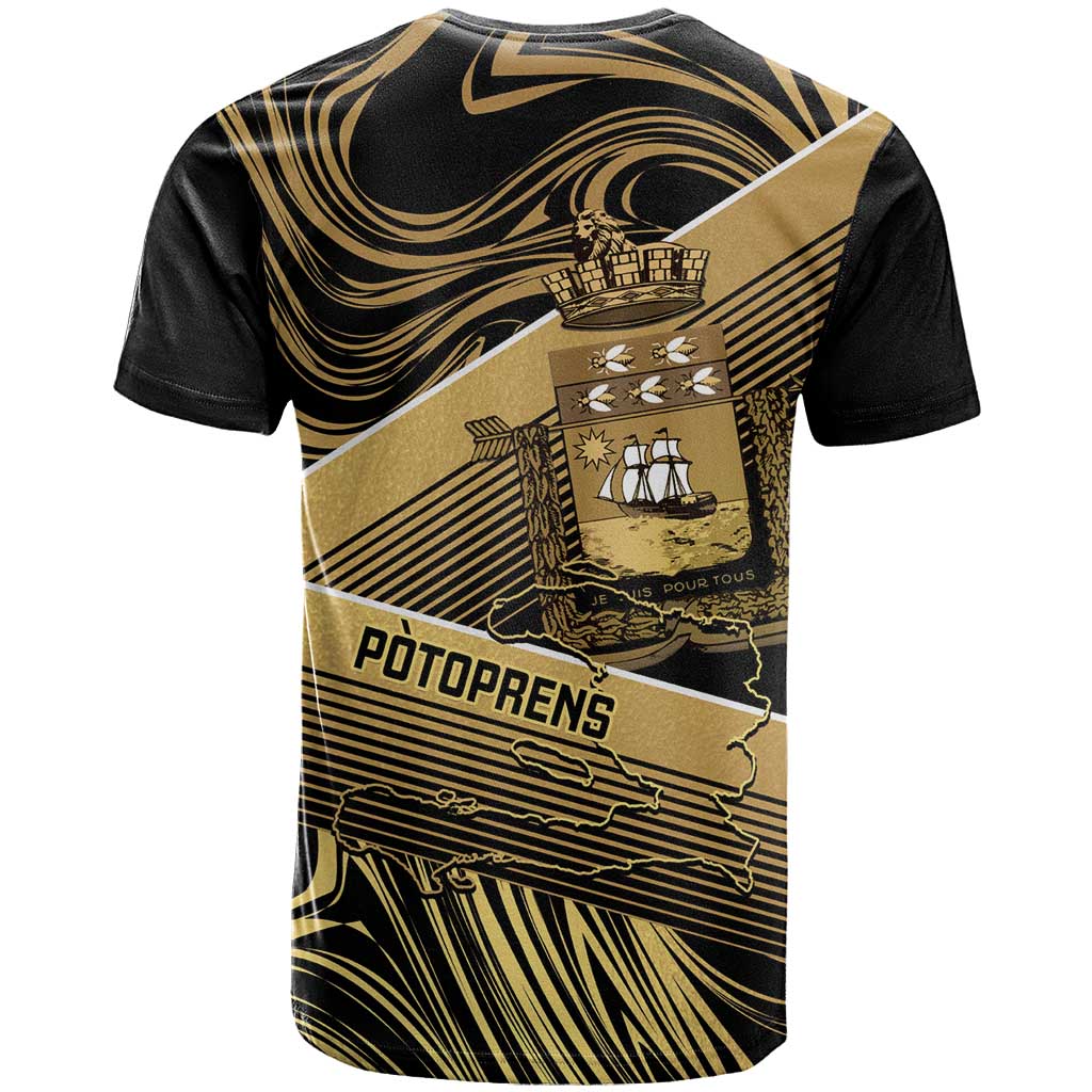 Port-au-Prince Afro-Haitians T shirt Ayiti Map Pòtoprens Gold Color - African Pride