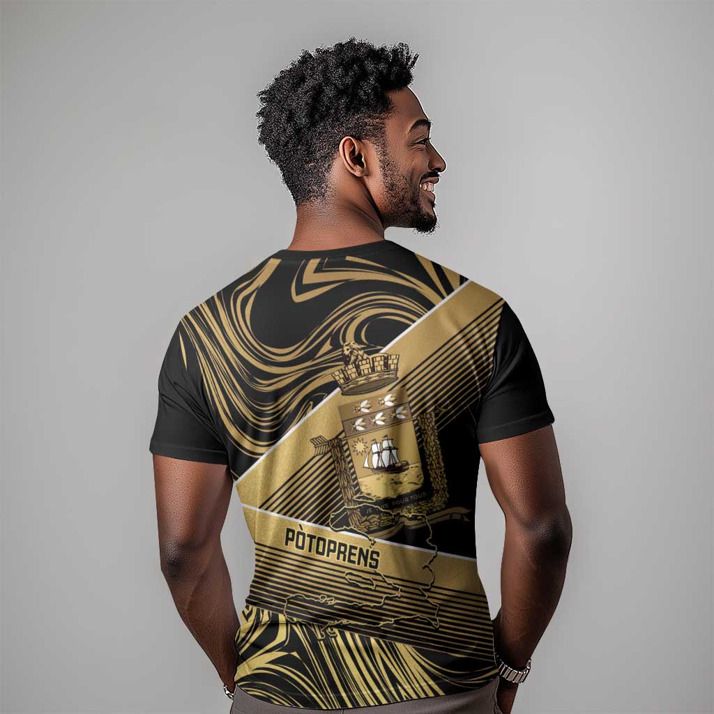 Port-au-Prince Afro-Haitians T shirt Ayiti Map Pòtoprens Gold Color - African Pride