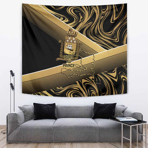 Port-au-Prince Afro-Haitians Tapestry Ayiti Map Pòtoprens Gold Color - African Pride