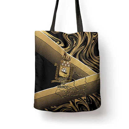 Port-au-Prince Afro-Haitians Tote Bag Ayiti Map Pòtoprens Gold Color - African Pride