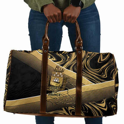 Port-au-Prince Afro-Haitians Travel Bag Ayiti Map Pòtoprens Gold Color - African Pride