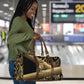 Port-au-Prince Afro-Haitians Travel Bag Ayiti Map Pòtoprens Gold Color - African Pride