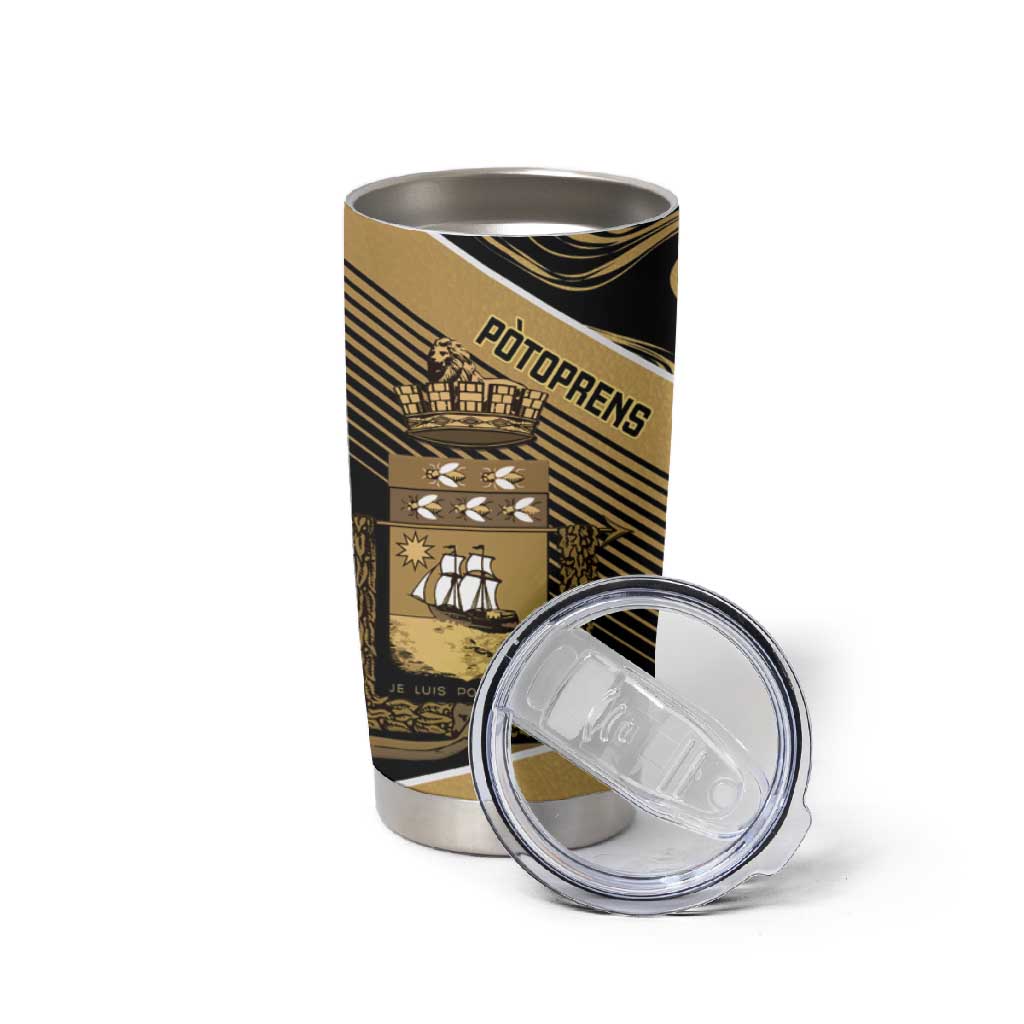 Port-au-Prince Afro-Haitians Tumbler Cup Ayiti Map Pòtoprens Gold Color - African Pride