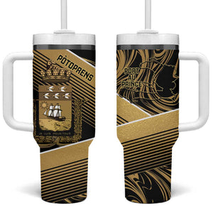 Port-au-Prince Afro-Haitians Tumbler With Handle Ayiti Map Pòtoprens Gold Color - African Pride