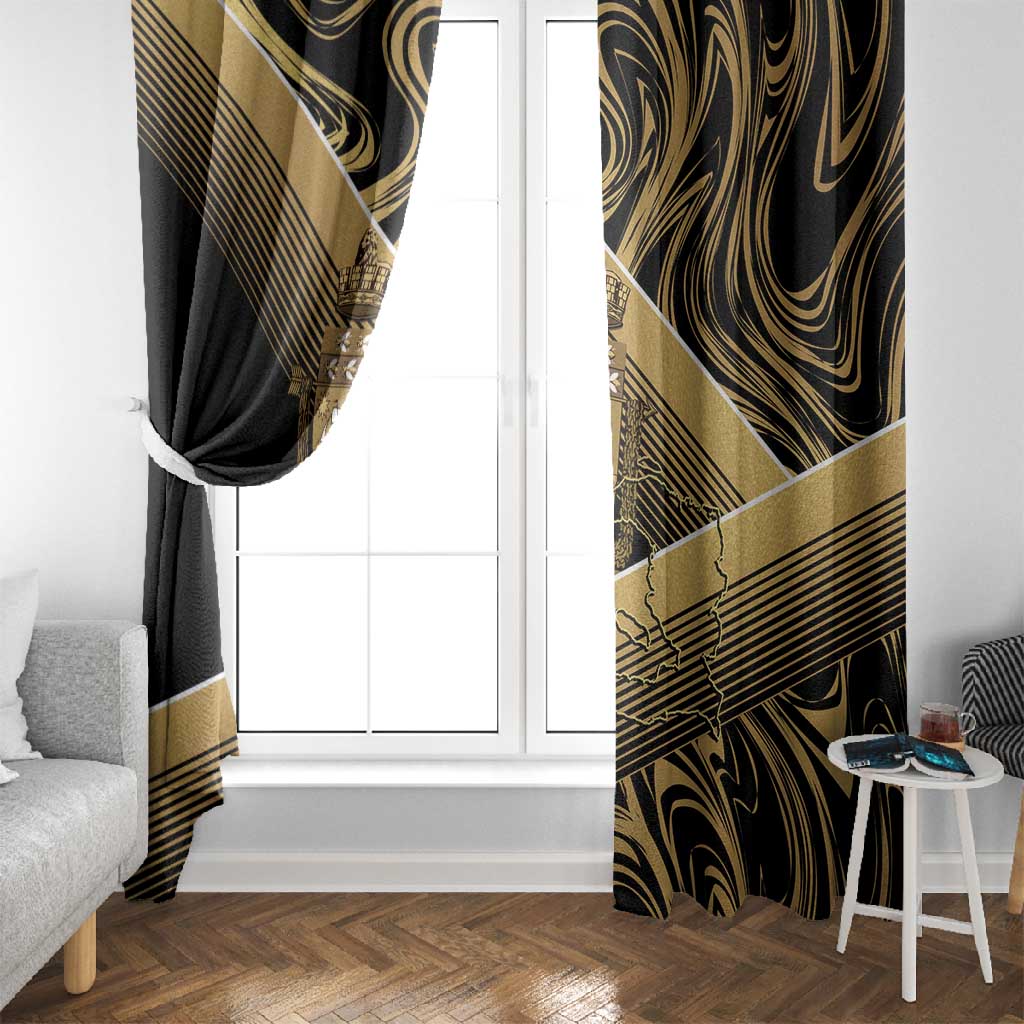 Port-au-Prince Afro-Haitians Window Curtain Ayiti Map Pòtoprens Gold Color - African Pride