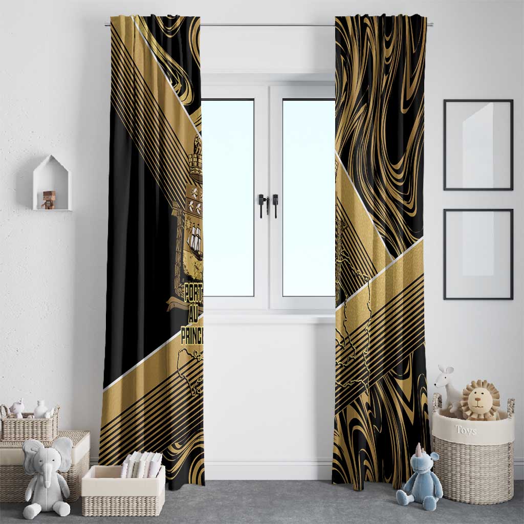 Port-au-Prince Afro-Haitians Window Curtain Ayiti Map Pòtoprens Gold Color - African Pride