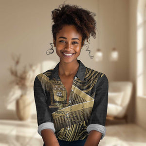 Port-au-Prince Afro-Haitians Women Casual Shirt Ayiti Map Pòtoprens Gold Color - African Pride