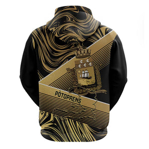Port-au-Prince Afro-Haitians Zip Hoodie Ayiti Map Pòtoprens Gold Color - African Pride