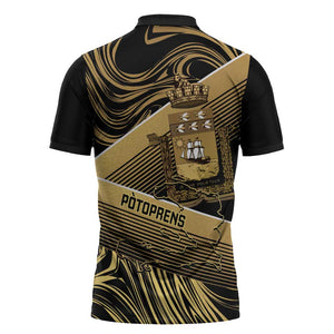 Port-au-Prince Afro-Haitians Zipper Polo Shirt Ayiti Map Pòtoprens Gold Color - African Pride