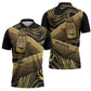Port-au-Prince Afro-Haitians Zipper Polo Shirt Ayiti Map Pòtoprens Gold Color - African Pride