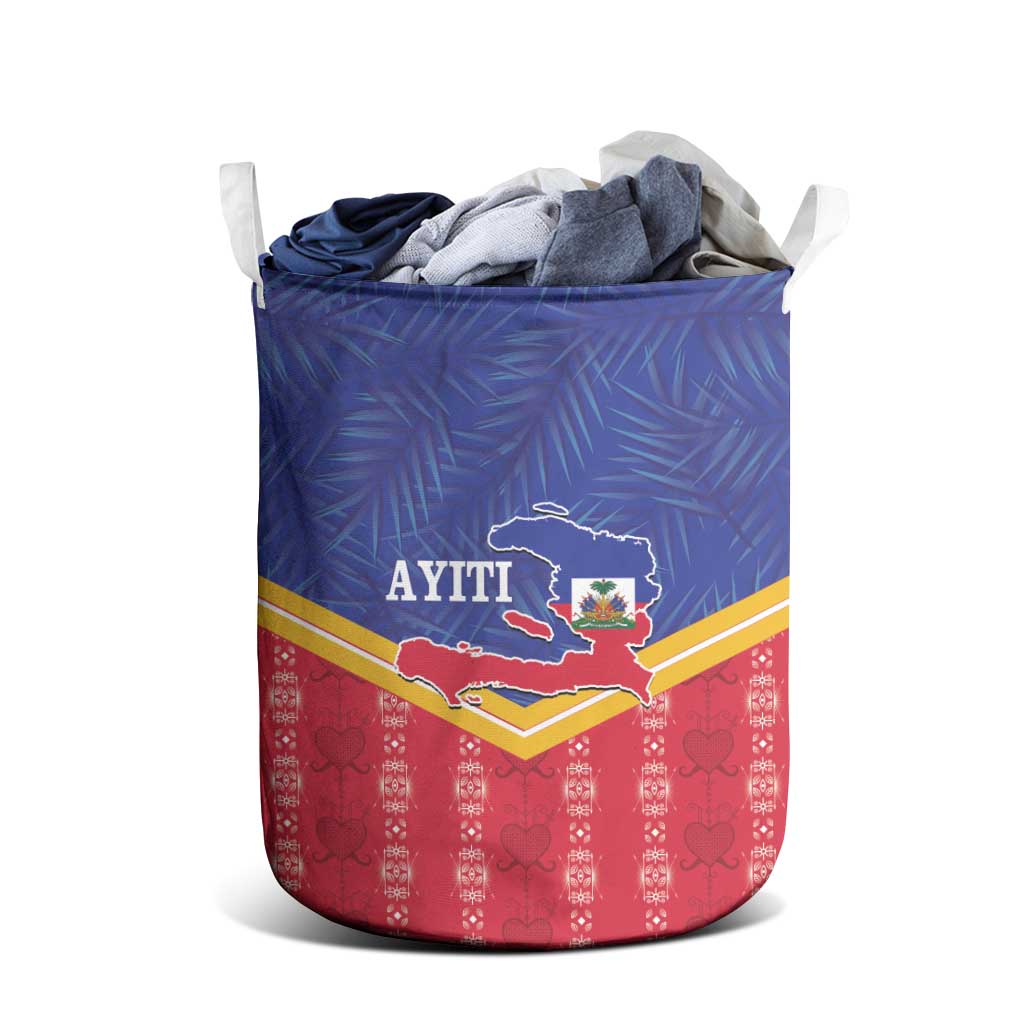 Afro-Haitians Laundry Basket Proud Ayiti Veve Vodou Royal Palm Leaves - African Pride