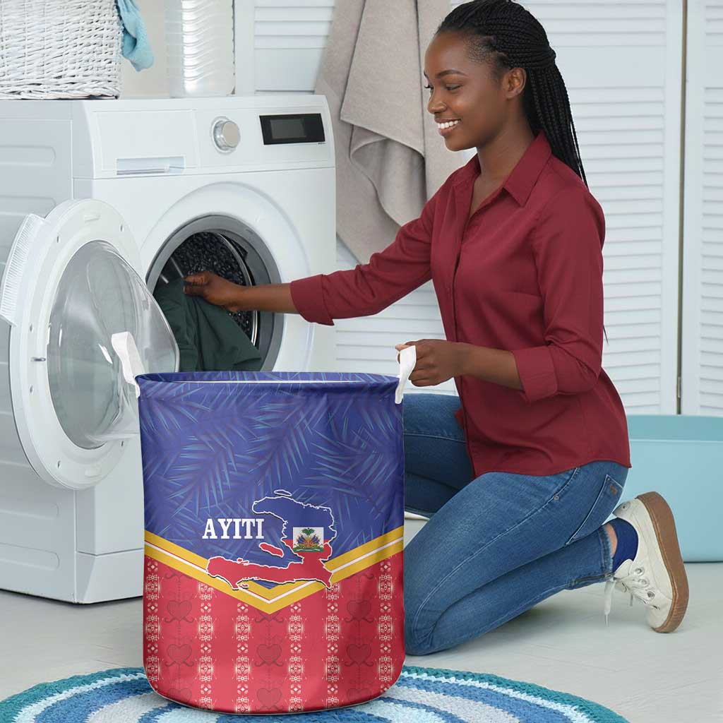 Afro-Haitians Laundry Basket Proud Ayiti Veve Vodou Royal Palm Leaves - African Pride