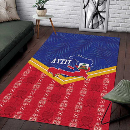 Afro-Haitians Area Rug Proud Ayiti Veve Vodou Royal Palm Leaves - African Pride