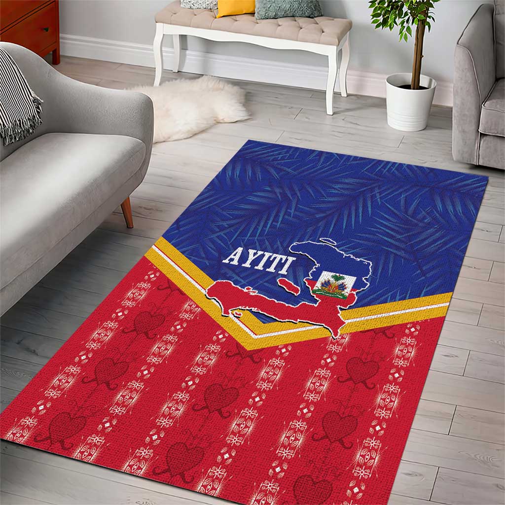 Afro-Haitians Area Rug Proud Ayiti Veve Vodou Royal Palm Leaves - African Pride