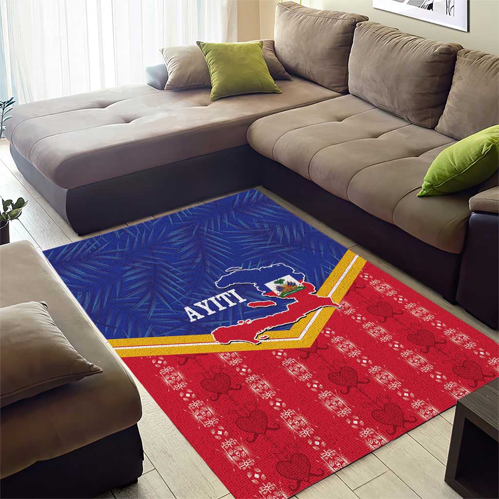 Afro-Haitians Area Rug Proud Ayiti Veve Vodou Royal Palm Leaves - African Pride