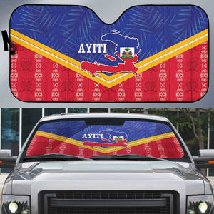 Afro-Haitians Auto Sun Shade Proud Ayiti Veve Vodou Royal Palm Leaves - African Pride