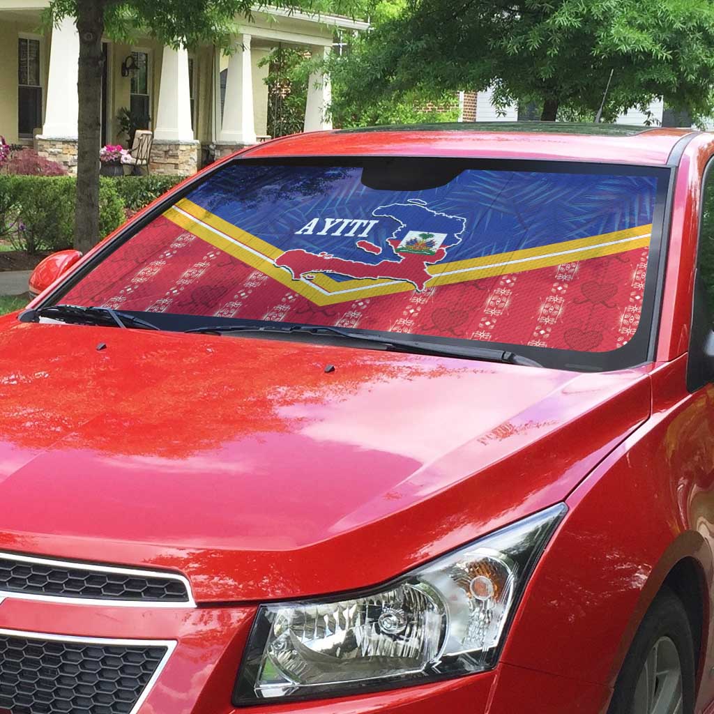 Afro-Haitians Auto Sun Shade Proud Ayiti Veve Vodou Royal Palm Leaves - African Pride