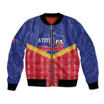 Afro-Haitians Bomber Jacket Proud Ayiti Veve Vodou Royal Palm Leaves - African Pride
