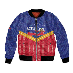 Afro-Haitians Bomber Jacket Proud Ayiti Veve Vodou Royal Palm Leaves - African Pride