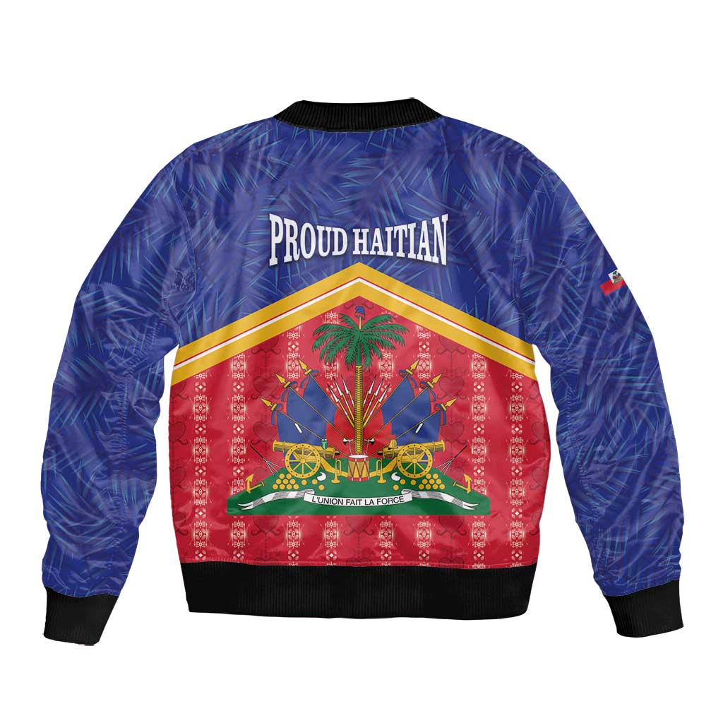Afro-Haitians Bomber Jacket Proud Ayiti Veve Vodou Royal Palm Leaves - African Pride