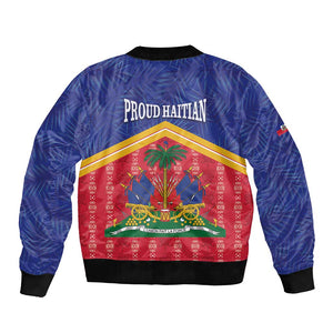 Afro-Haitians Bomber Jacket Proud Ayiti Veve Vodou Royal Palm Leaves - African Pride