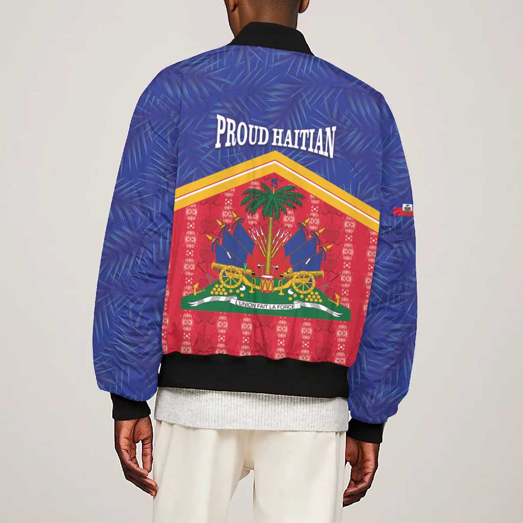 Afro-Haitians Bomber Jacket Proud Ayiti Veve Vodou Royal Palm Leaves - African Pride