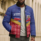 Afro-Haitians Bomber Puffer Jacket Proud Ayiti Veve Vodou Royal Palm Leaves - African Pride