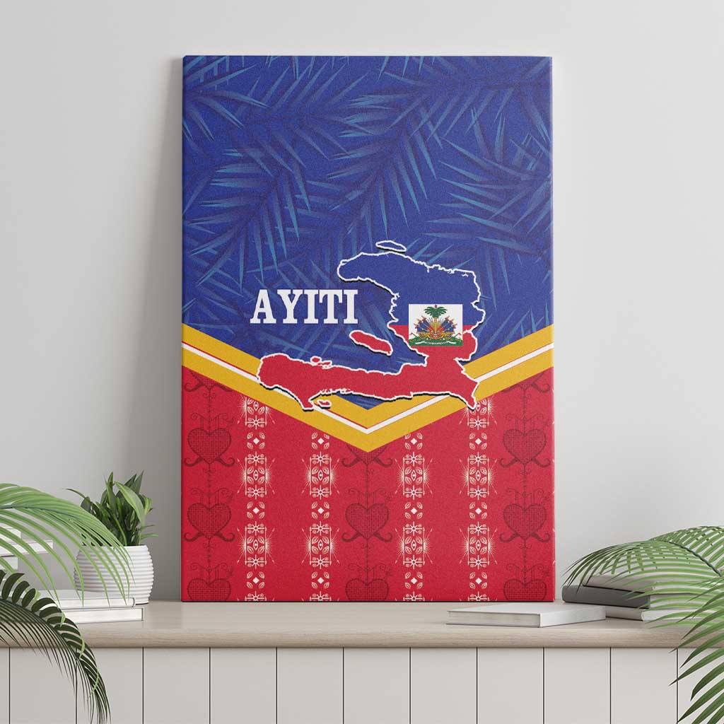 Afro-Haitians Canvas Wall Art Proud Ayiti Veve Vodou Royal Palm Leaves - African Pride
