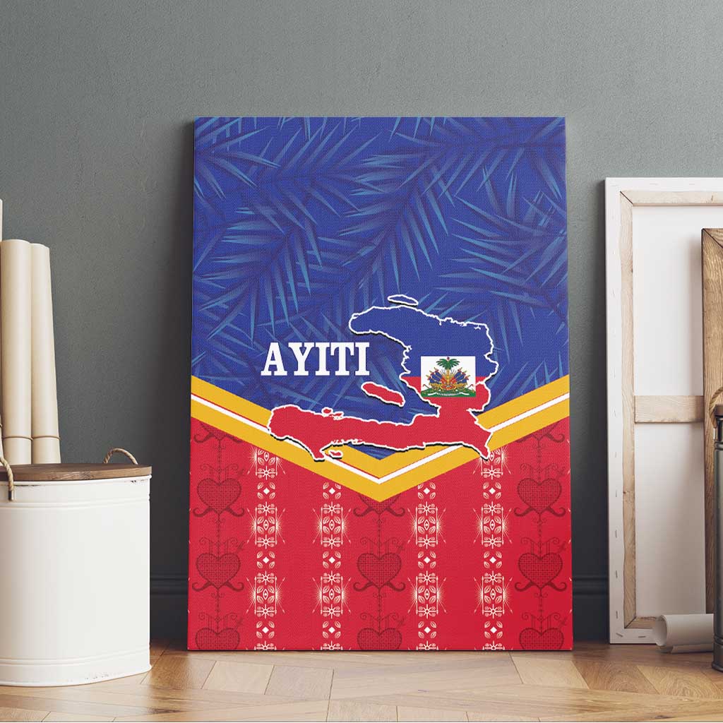 Afro-Haitians Canvas Wall Art Proud Ayiti Veve Vodou Royal Palm Leaves - African Pride