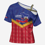 Afro-Haitians Cross Shoulder Shirt Proud Ayiti Veve Vodou Royal Palm Leaves - African Pride