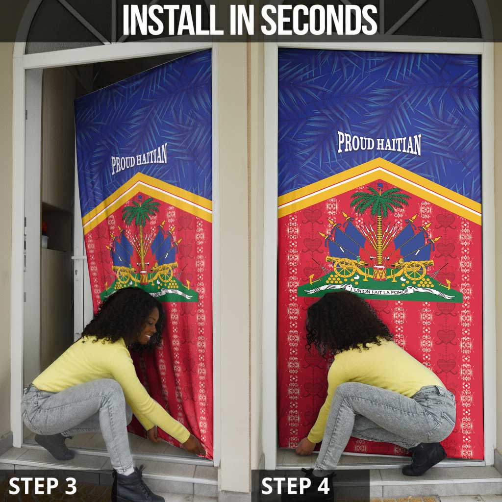 Afro-Haitians Door Cover Proud Ayiti Veve Vodou Royal Palm Leaves - African Pride