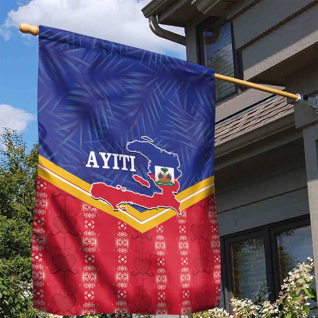 Afro-Haitians Garden Flag Proud Ayiti Veve Vodou Royal Palm Leaves - African Pride