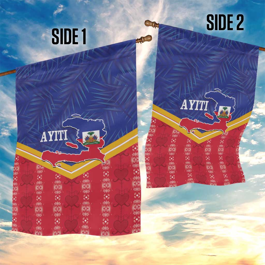 Afro-Haitians Garden Flag Proud Ayiti Veve Vodou Royal Palm Leaves - African Pride