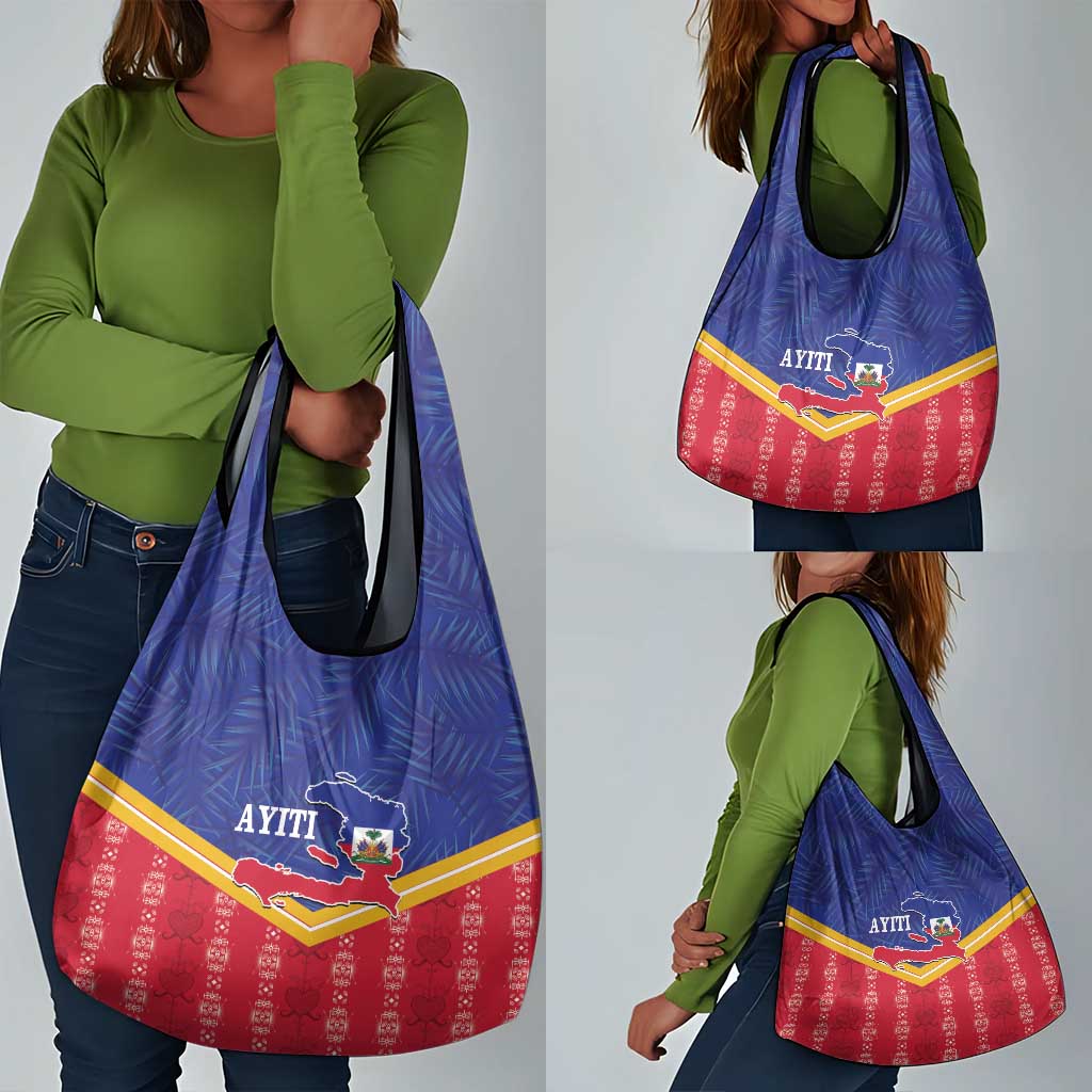 Afro-Haitians Grocery Bag Proud Ayiti Veve Vodou Royal Palm Leaves - African Pride