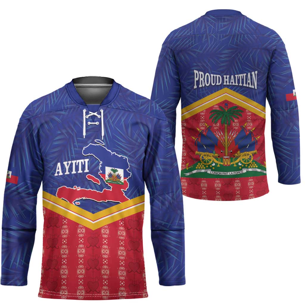 Afro-Haitians Hockey Jersey Proud Ayiti Veve Vodou Royal Palm Leaves - African Pride