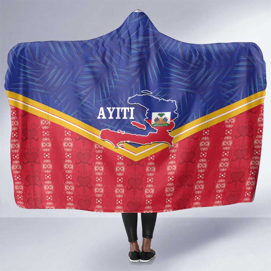 Afro-Haitians Hooded Blanket Proud Ayiti Veve Vodou Royal Palm Leaves - African Pride