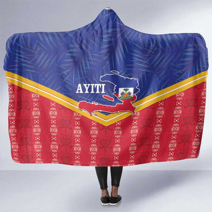 Afro-Haitians Hooded Blanket Proud Ayiti Veve Vodou Royal Palm Leaves - African Pride
