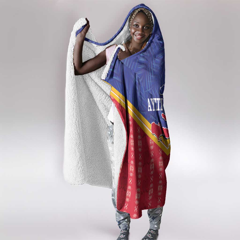 Afro-Haitians Hooded Blanket Proud Ayiti Veve Vodou Royal Palm Leaves - African Pride