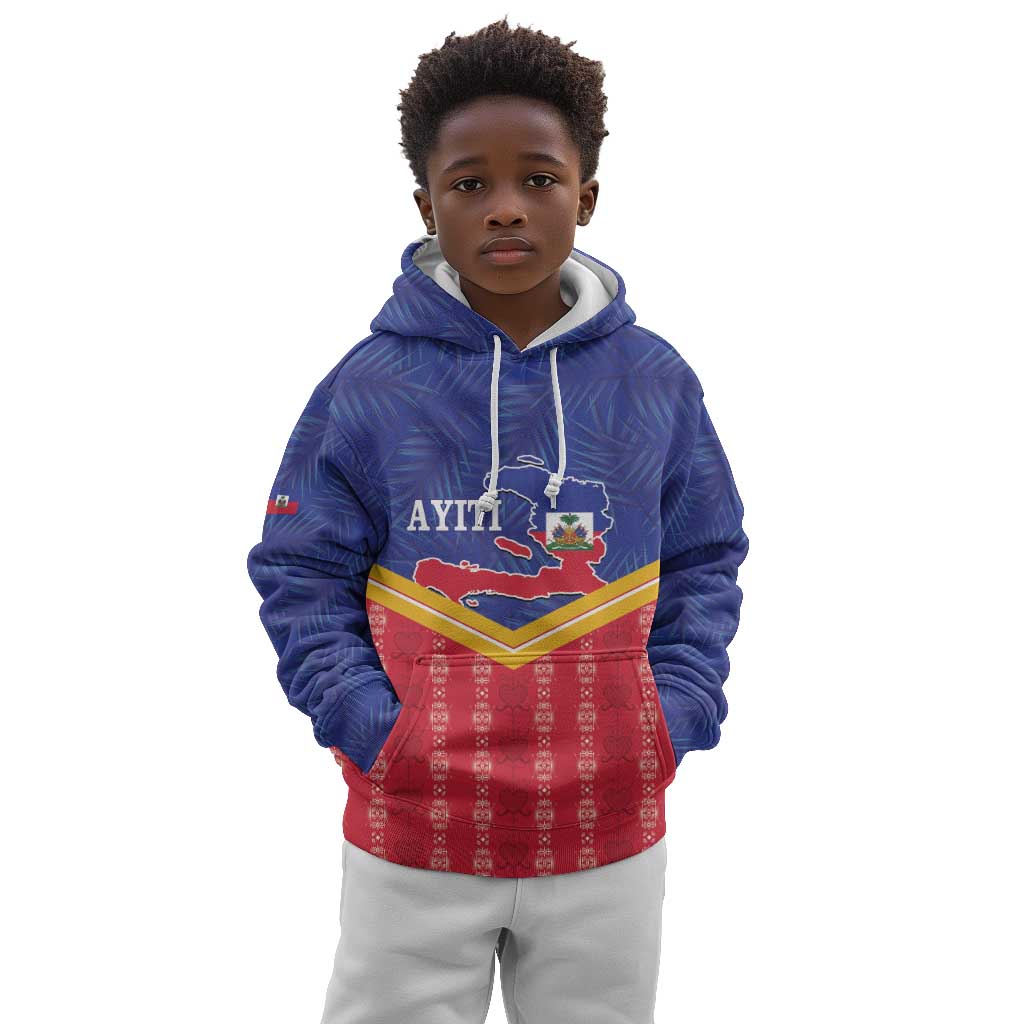Afro-Haitians Kid Hoodie Proud Ayiti Veve Vodou Royal Palm Leaves - African Pride