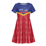 Afro-Haitians Kid Short Sleeve Dress Proud Ayiti Veve Vodou Royal Palm Leaves LT14