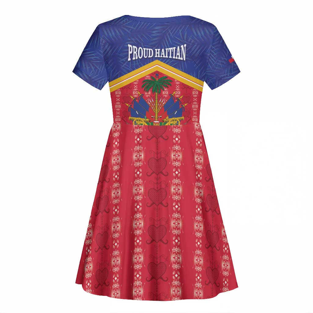 Afro-Haitians Kid Short Sleeve Dress Proud Ayiti Veve Vodou Royal Palm Leaves LT14