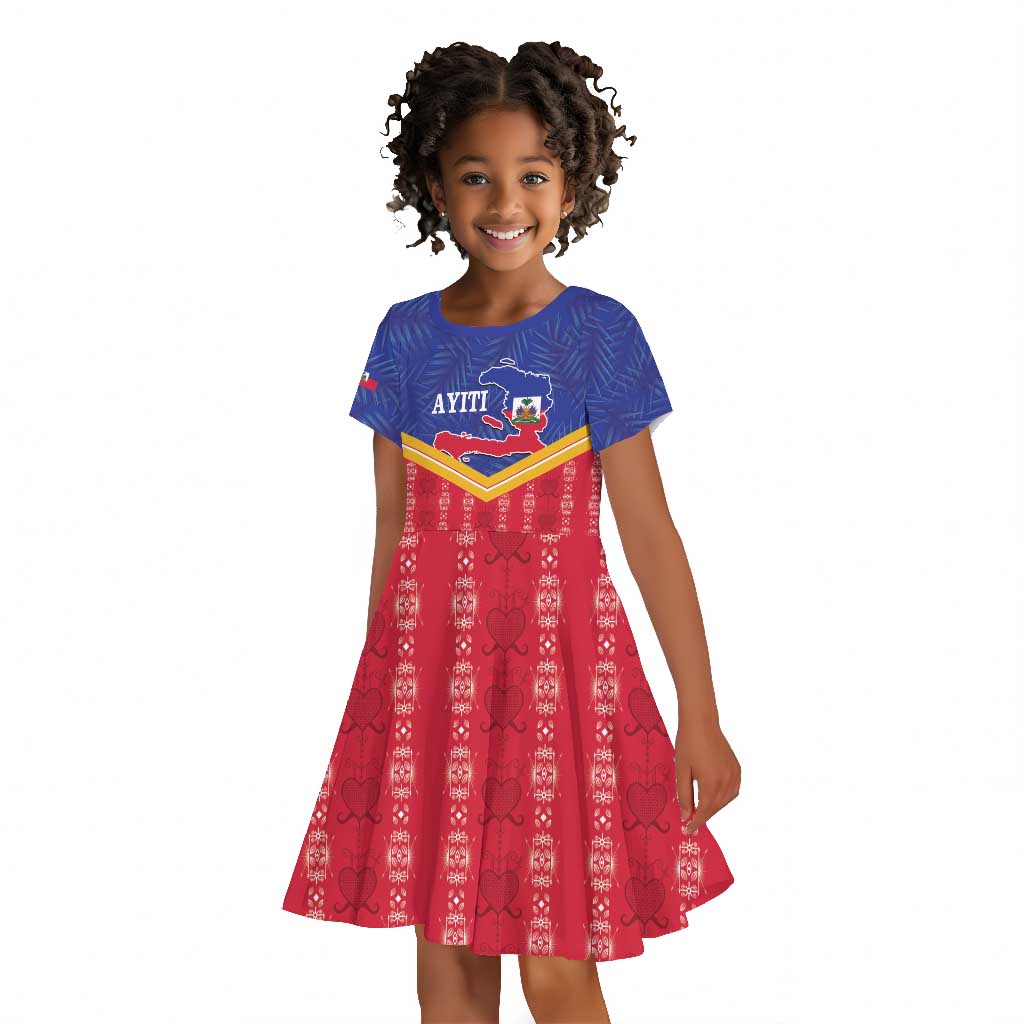 Afro-Haitians Kid Short Sleeve Dress Proud Ayiti Veve Vodou Royal Palm Leaves LT14