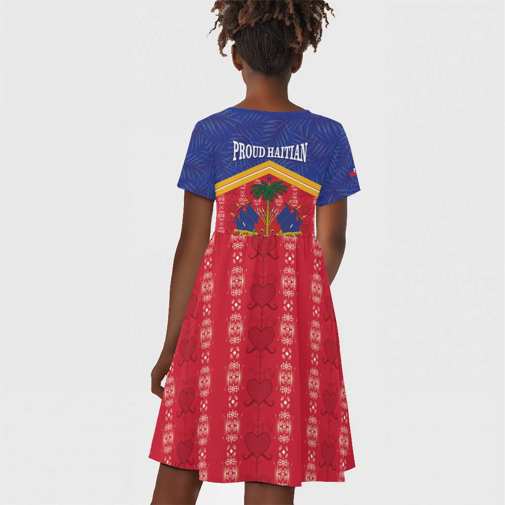 Afro-Haitians Kid Short Sleeve Dress Proud Ayiti Veve Vodou Royal Palm Leaves LT14