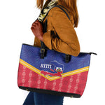 Afro-Haitians Leather Tote Bag Proud Ayiti Veve Vodou Royal Palm Leaves - African Pride