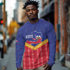 Afro-Haitians Long Sleeve Shirt Proud Ayiti Veve Vodou Royal Palm Leaves - African Pride