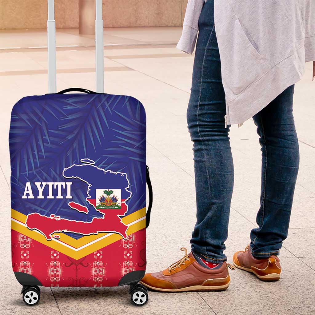 Afro-Haitians Luggage Cover Proud Ayiti Veve Vodou Royal Palm Leaves - African Pride