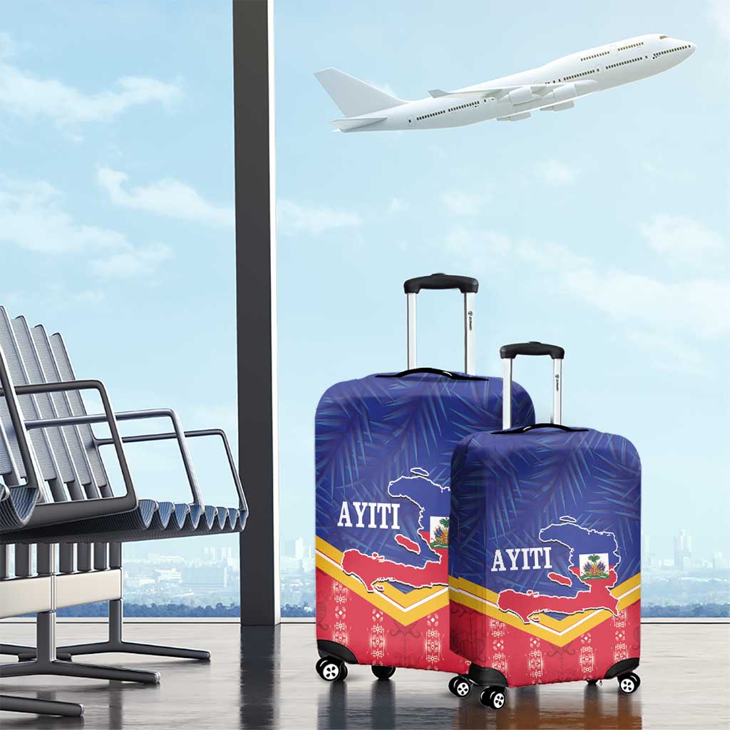 Afro-Haitians Luggage Cover Proud Ayiti Veve Vodou Royal Palm Leaves - African Pride