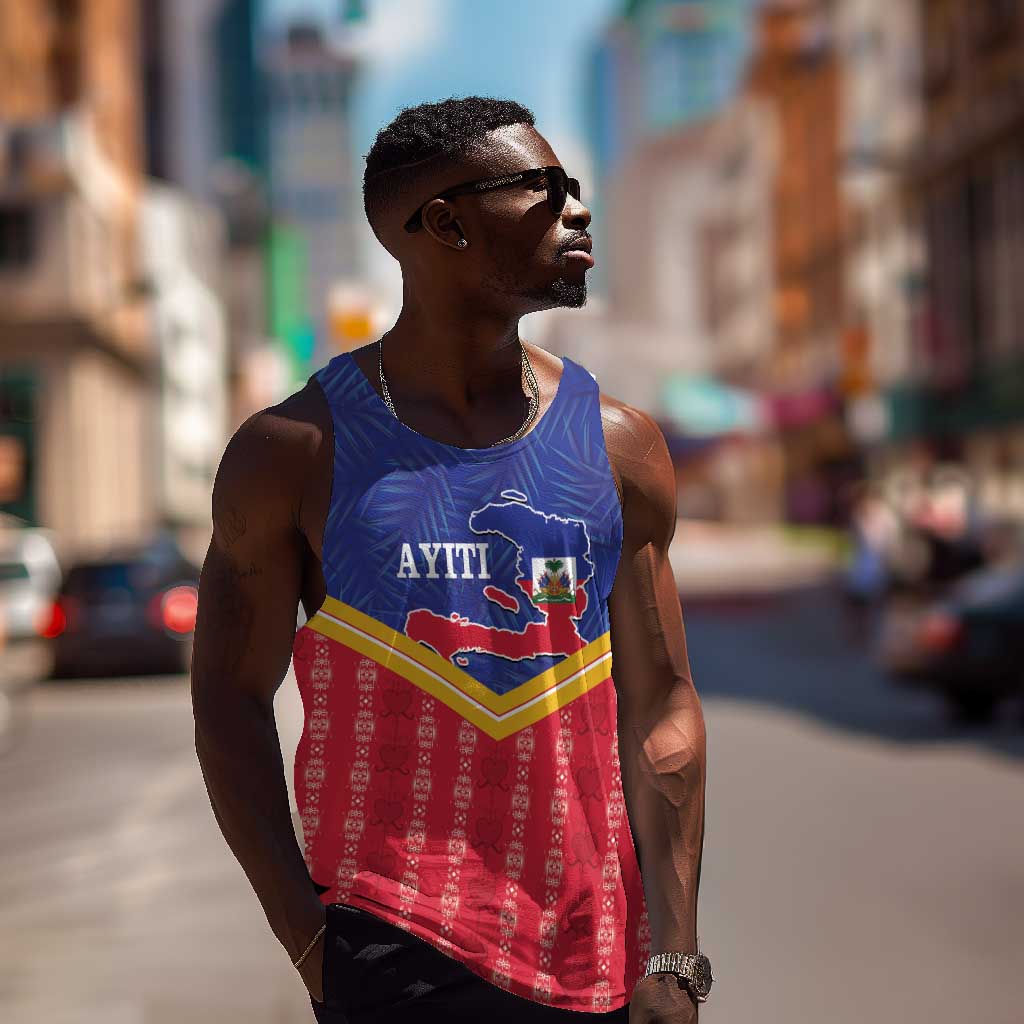 Afro-Haitians Men Tank Top Proud Ayiti Veve Vodou Royal Palm Leaves - African Pride