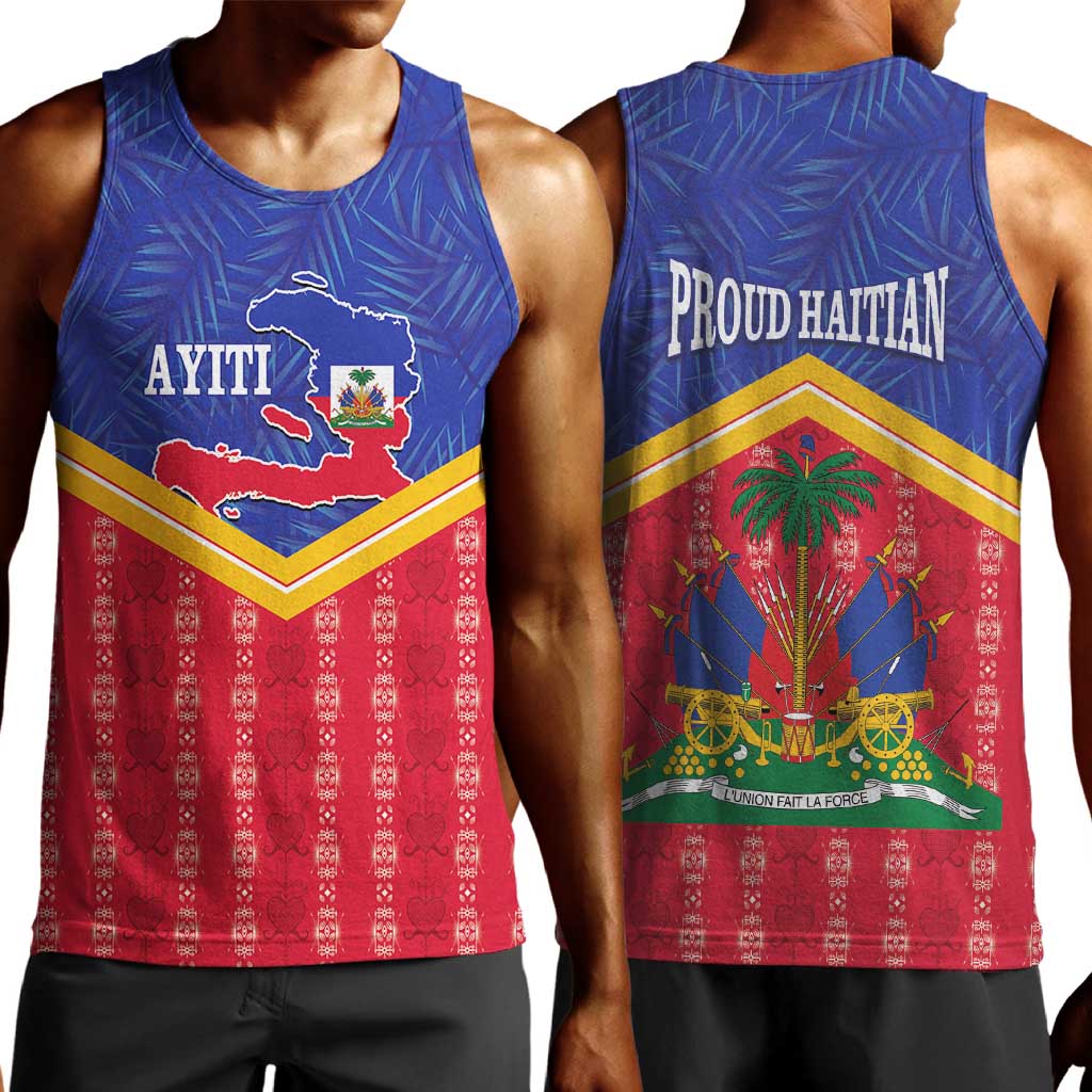 Afro-Haitians Men Tank Top Proud Ayiti Veve Vodou Royal Palm Leaves - African Pride